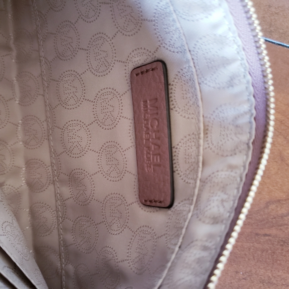 Michael Michael Kors Large Zip Jet Set Wristlet Clutch Pebbled Leather Pink - Picture 10 of 15